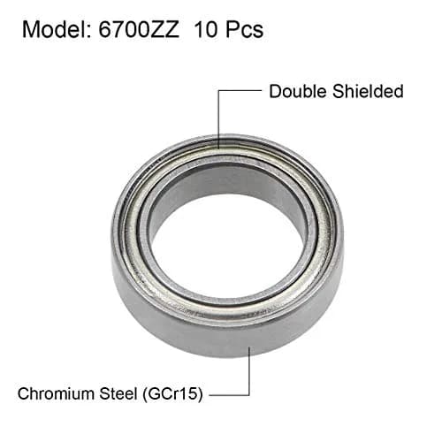 uxcell 6700ZZ Double Shielded Deep Groove Ball Bearings 10x15x4mm | 10 Pcs Chrome Steel thumbnail 2