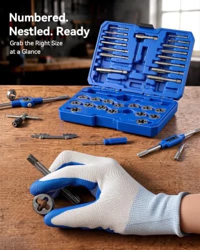 Orion Motor Tech Metric Tap and Die Set 40 Pc | Thread Repair & Cutting Kit with Wrenches thumbnail 6