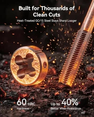 Orion Motor Tech SAE Tap and Die Set 40 pc | Thread Repair & Cutting Kit with Wrenches for Power & Hand Tools thumbnail 3