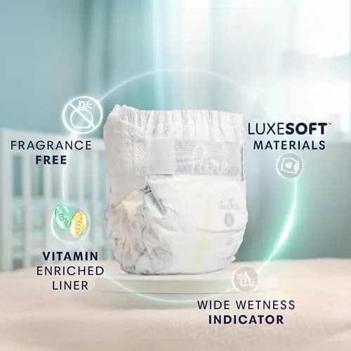 Pampers Pure Baby Diapers Size 1 (8-14 lbs) 132 Count | Hypoallergenic & Leakproof thumbnail 2