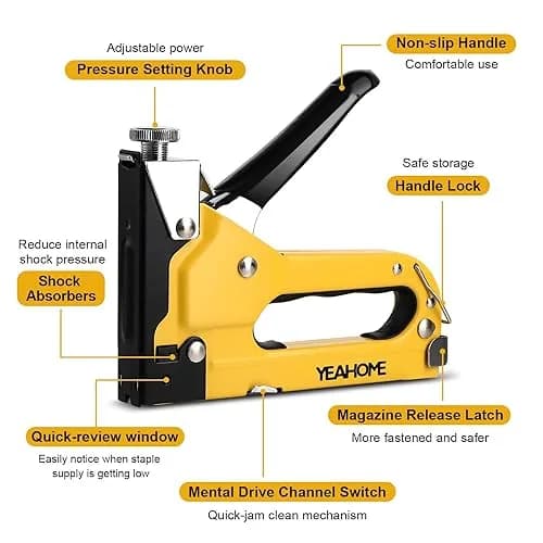 YEAHOME Heavy Duty Upholstery Staple Gun 4-in-1 | Rust-Proof Steel, 4000 Staples, Adjustable Power thumbnail 2