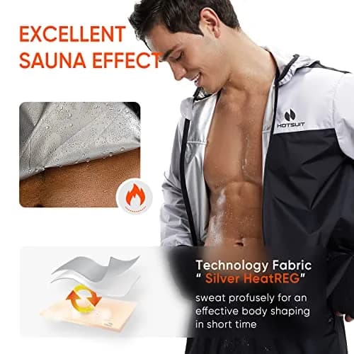 HOTSUIT Men's Sauna Suit Jacket White L | Enhances Workout Effect, Increases Sweat 5x thumbnail 7
