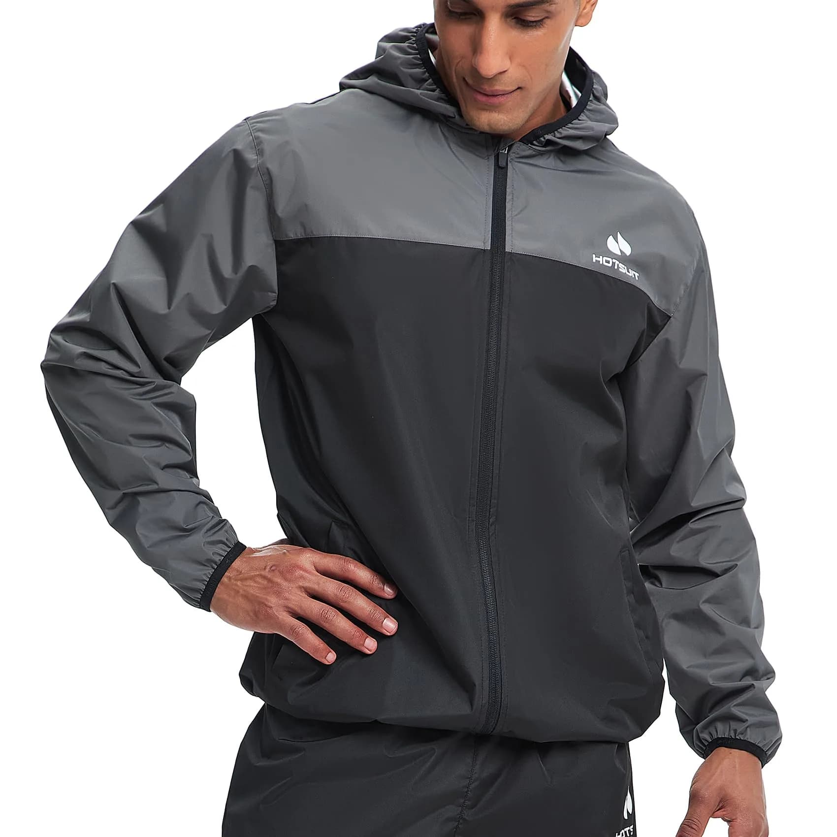 HOTSUIT Sauna Suit for Men Weight Loss Sweat Suits Gym Workout Exercise Sauna Jacket Pant Full Body, Gray, M | Scientific Water Weight Loss — Only Gray Jacket / 5X-Large