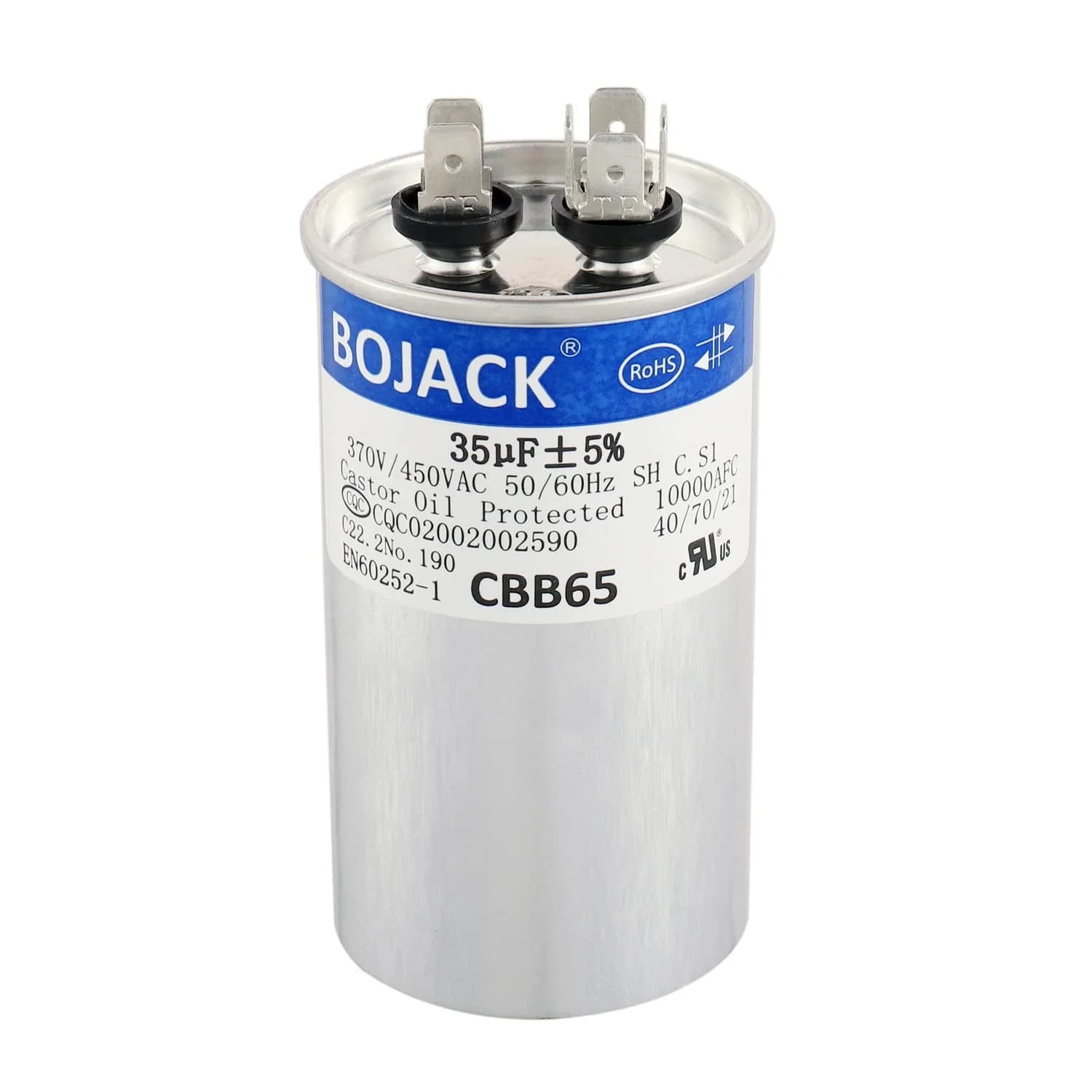 BOJACK 35 uf 450V AC CBB65 Round Capacitor for Motors & Fans | Heat-Resistant, Lightweight, Anti-Explosion - main product image