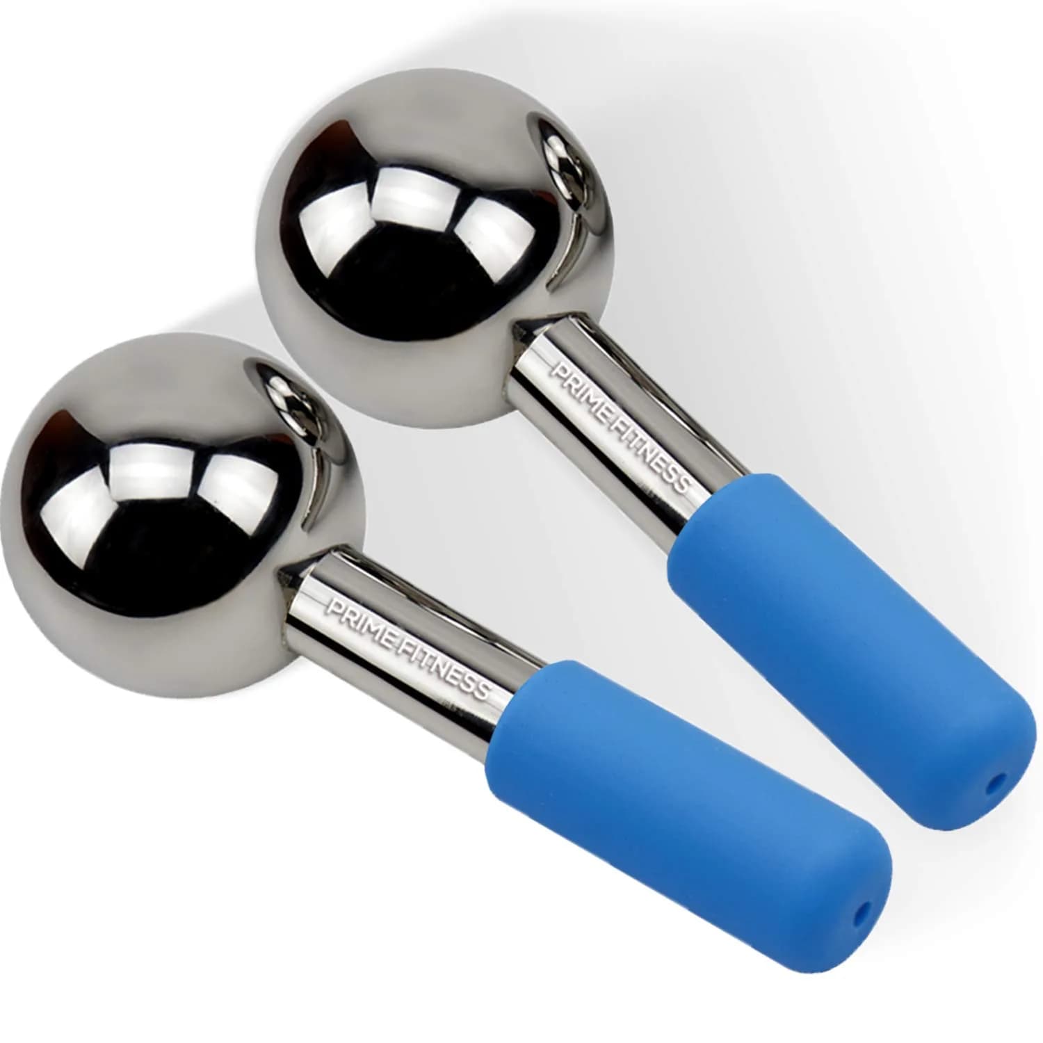 PRIME Fitness Ice Globes for Facials | Unbreakable Steel Cooling Roller | Cryo Sticks for Face & Eyes | Skin Care Massager (Blue, 2 Count)