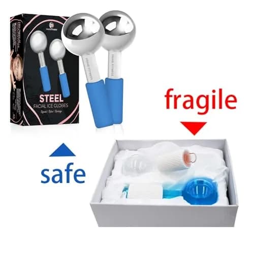 PRIME Fitness Ice Globes for Facials | Unbreakable Steel Cooling Roller | Cryo Sticks for Face & Eyes | Skin Care Massager (Blue, 2 Count) thumbnail 7