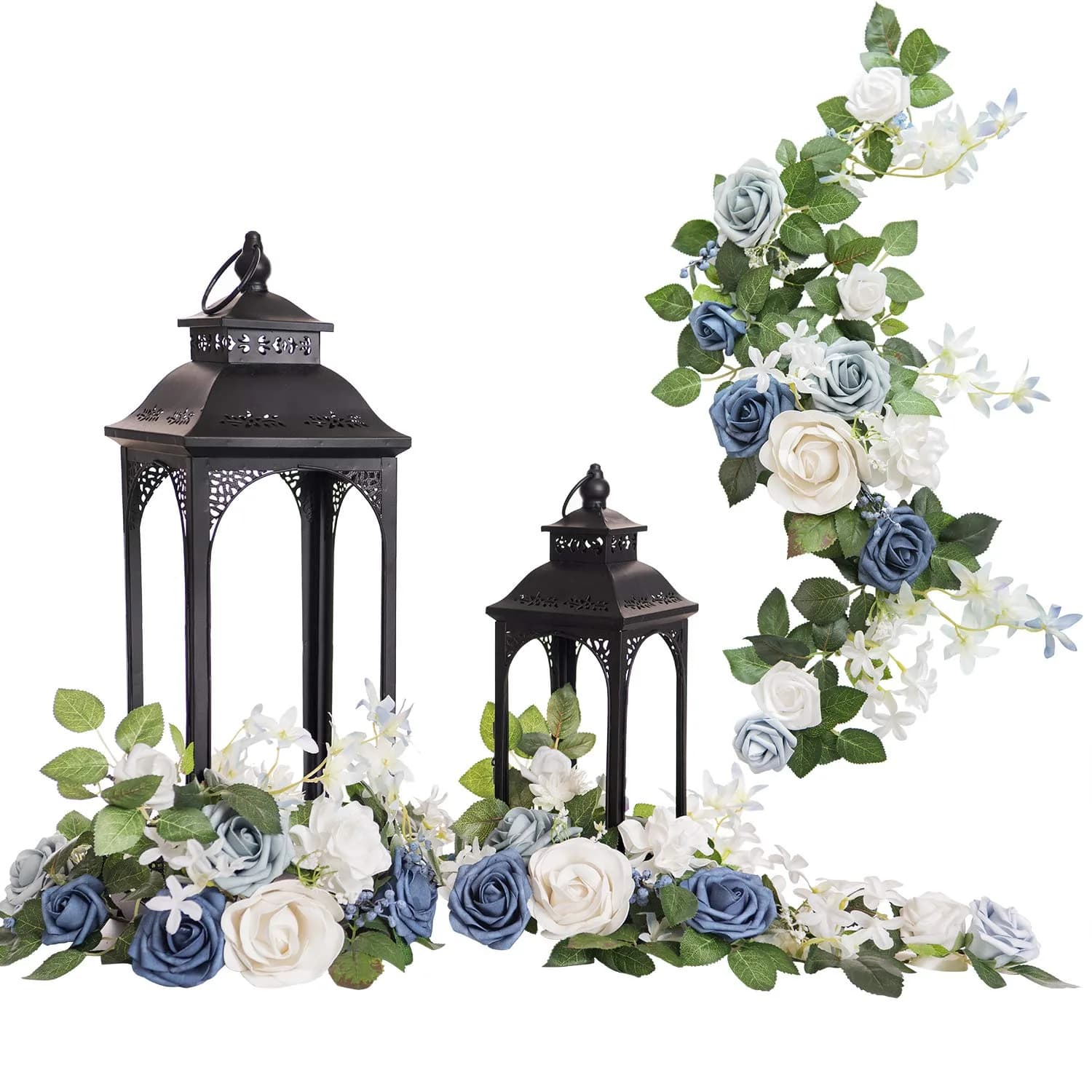 Ling's moment 6-Pack 2 ft Artificial Flower Garlands, Dutch Blue & White | Elegant Wedding Decor - main product image