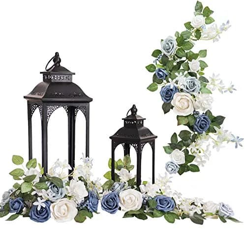 Ling's moment 6-Pack 2 ft Artificial Flower Garlands, Dutch Blue & White | Elegant Wedding Decor thumbnail 1