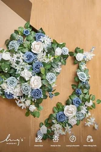 Ling's moment 6-Pack 2 ft Artificial Flower Garlands, Dutch Blue & White | Elegant Wedding Decor thumbnail 5
