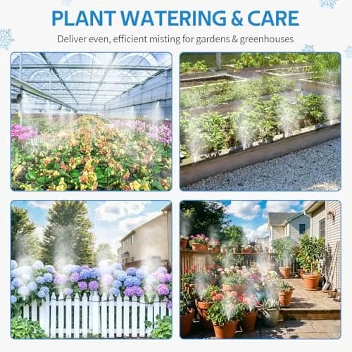homenote Misting Cooling System 59FT (18M) | 20 Brass Nozzles, 3/4" Adapter, Outdoor Mister for Patio, Garden, Greenhouse thumbnail 6