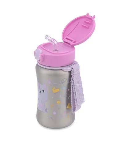 Skip Hop Zoo Stainless Steel Straw Bottle, Narwhal | 350mL Toddler Sippy Cup with No-Slip Silicone Sleeve thumbnail 1