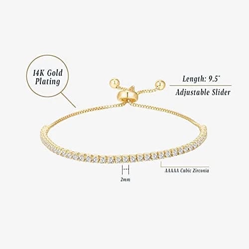 PAVOI Classic Tennis Bracelet for Women, 14K Rose Gold Plated, 2mm Cubic Zirconia, Adjustable 9.5 Inches | Sparkles with AAAAA Quality Stones thumbnail 3