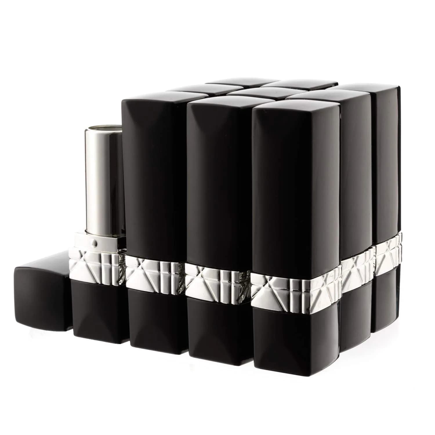 Allwon 10Pcs Black Empty Lipstick Tubes DIY Lip Balm Container | Rectangle Tube for Custom Lipstick (approx 75mm x 20mm) — Tube