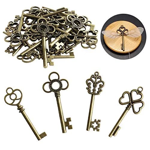 SANNIX Vintage Skeleton Keys Charms with Flying Wings | Antique, 2.3-3.2 inch | Perfect for DIY Crafts & Gifts thumbnail 3