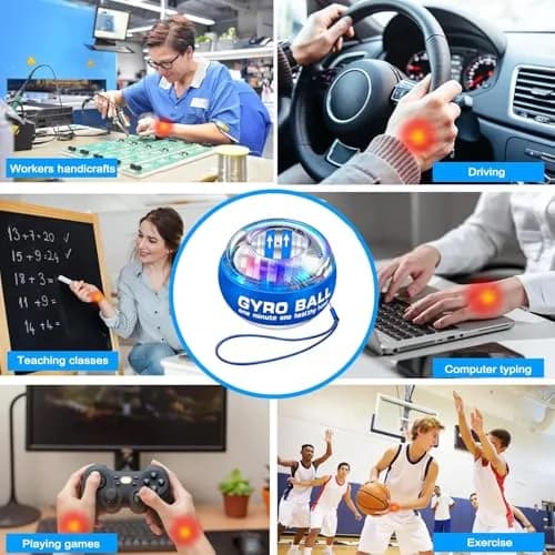 GOZATO Auto-Start Wrist Power Gyro Ball with LED Lights, Wrist Strengthener and Forearm Exerciser 358g (0.79lb) | Grips & Strengthens Arms thumbnail 6