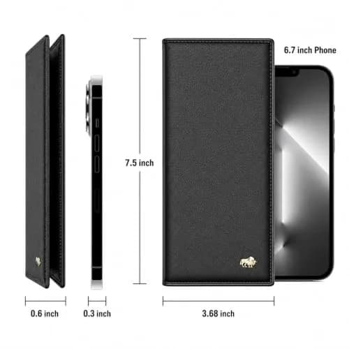BISON DENIM Long Bifold Wallet for Men with AirTag Holder, RFID Genuine Leather, 19.05cm (7.5in) | Organized Everyday Carry thumbnail 4