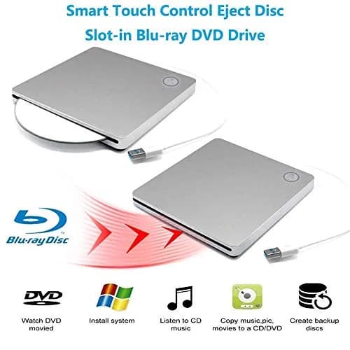 Xglysmyc External 3D Blu Ray DVD Drive Silver | USB 3.0 & Type-C Slot-in Blu-ray Player (340g) thumbnail 6