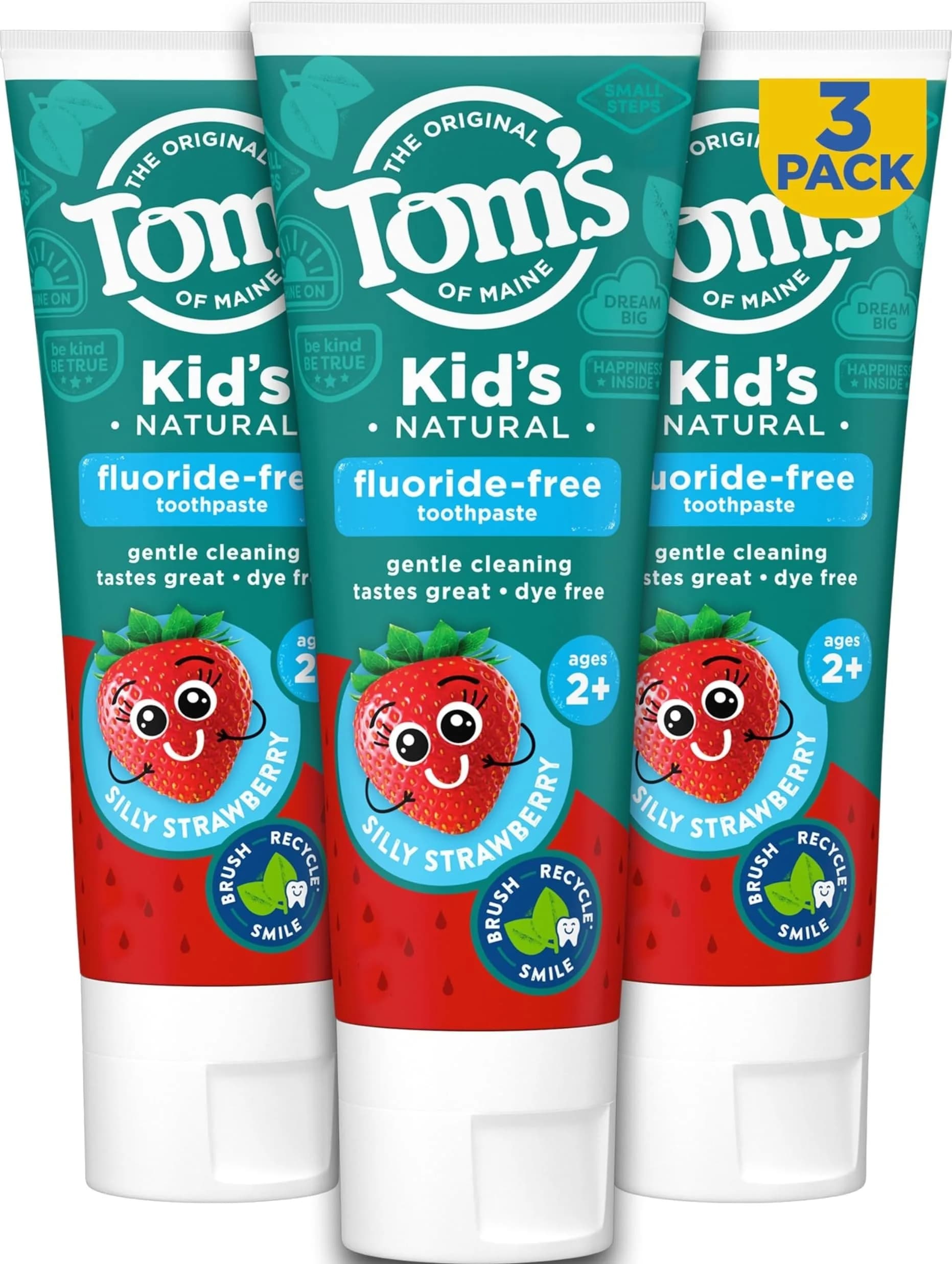 Tom's of Maine Kids Fluoride-Free Toothpaste Silly Strawberry 15.3 oz (434 g) | Dermatologist Tested