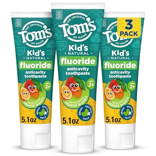 Tom's of Maine Natural Kids Fluoride Toothpaste Orange Mango 15.3 oz (5.1 oz 3-Pack) | Cavity Protection for Ages 2-6 thumbnail 1