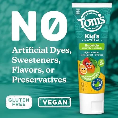 Tom's of Maine Natural Kids Fluoride Toothpaste Orange Mango 15.3 oz (5.1 oz 3-Pack) | Cavity Protection for Ages 2-6 thumbnail 4