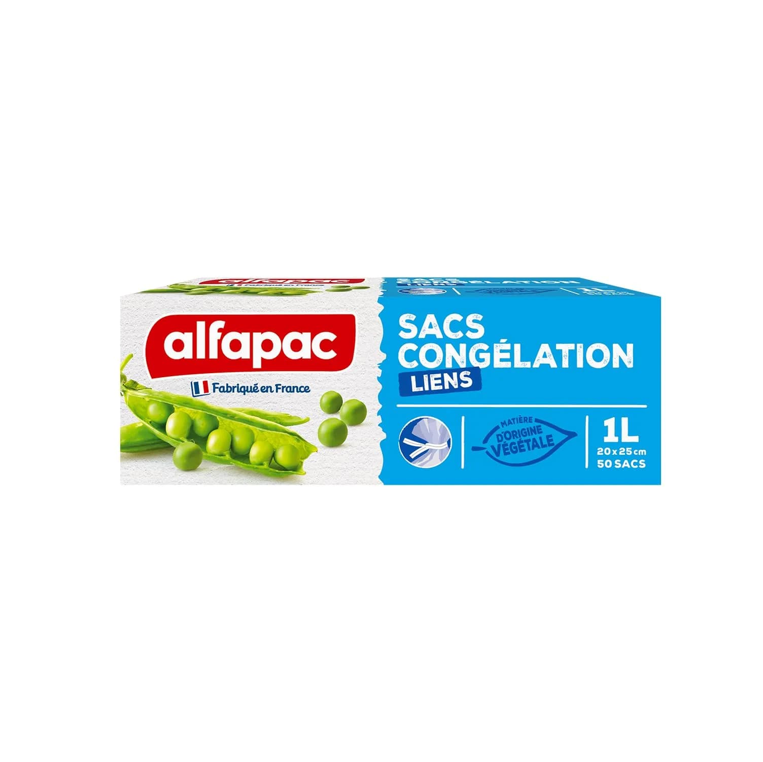 Alfapac Freezer Bags with Ties 1L (50 Count) | Renewable Plant Material, Made in France - main product image