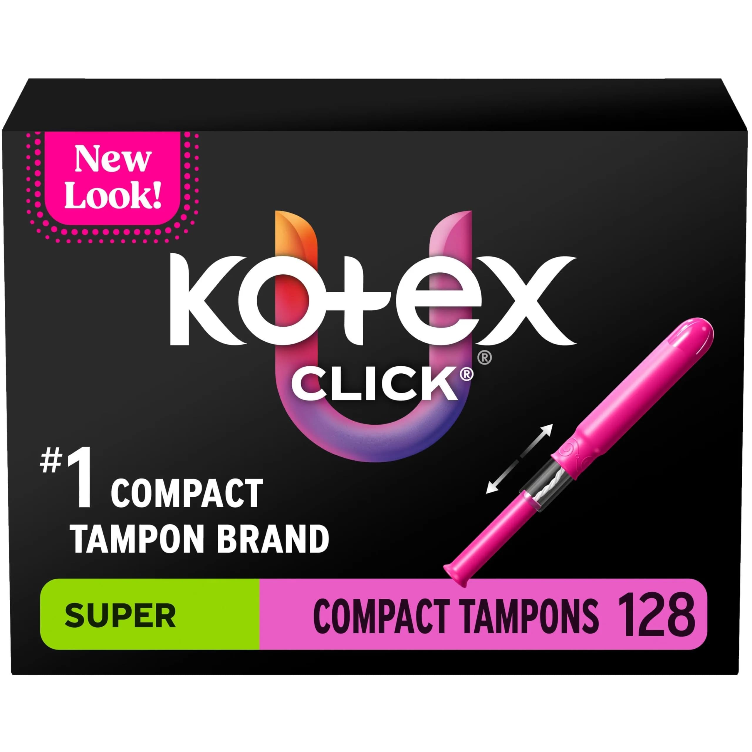 U by Kotex Click Compact Tampons Regular Unscented 45 Count | Gynecologist-Tested for Leak-Free Protection — Super
