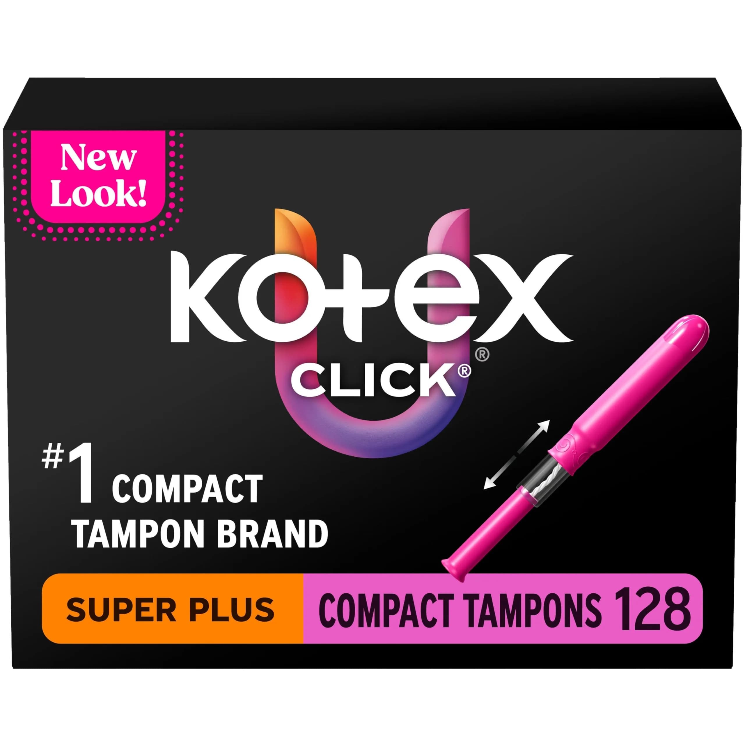 U by Kotex Click Compact Tampons Regular Unscented 45 Count | Gynecologist-Tested for Leak-Free Protection — Super Plus