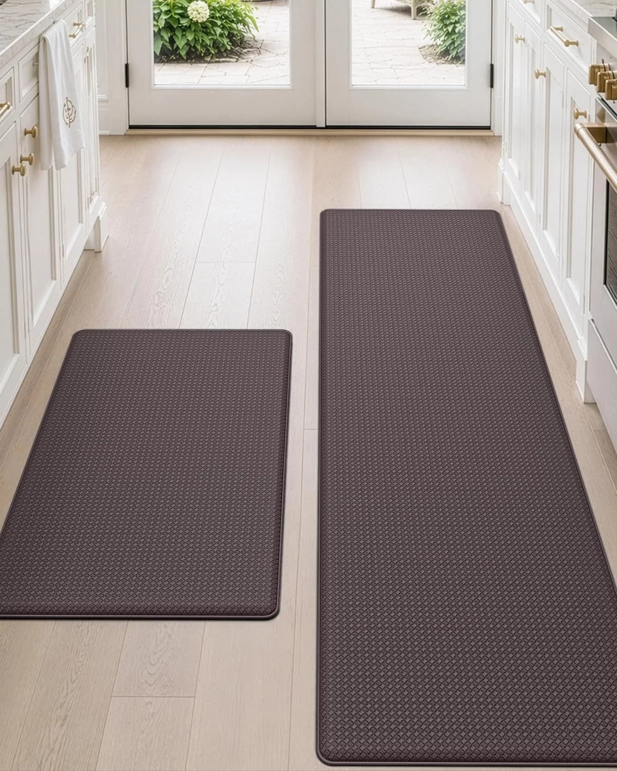DEXI Anti Fatigue Kitchen Floor Mats Runner Set - 17x29+17x59 Brown | Cushioned Comfort for Standing