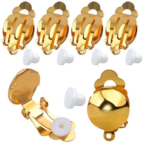 Aylifu Clip On Earring Converters for Non-Pierced Ears, Gold Finish, 10mm x 19mm (20 Pairs) thumbnail 1