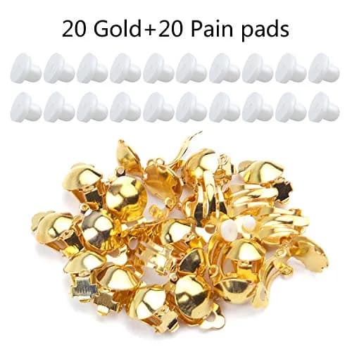 Aylifu Clip On Earring Converters for Non-Pierced Ears, Gold Finish, 10mm x 19mm (20 Pairs) thumbnail 2