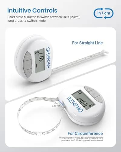 RENPHO Smart Body Measuring Tape 150cm (60in) | Retractable, Bluetooth App thumbnail 5