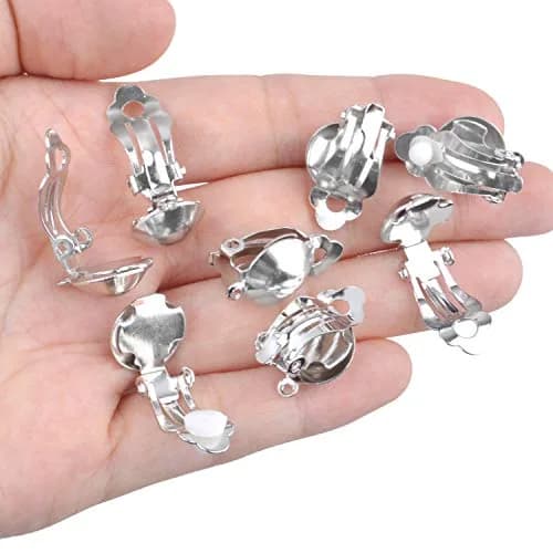 Aylifu Clip On Earring Converters for Non-Pierced Ears, Silver Brass, 20 Pieces (10mm x 19mm) thumbnail 6