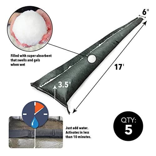 Quick Dam Water Activated Flood Barriers, 17ft | Self-Inflating Flood Control Pack thumbnail 2