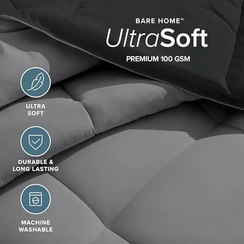 Bare Home Reversible Comforter Full | Ultra-Soft Microfiber, All-Season, Reversible Colors thumbnail 4