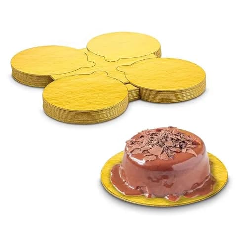 MT Products 4 inch Round Gold Cake/Pastry Dessert Board with Tab | Elegant Gold Finish for Cakes thumbnail 1