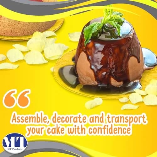 MT Products 4 inch Round Gold Cake/Pastry Dessert Board with Tab | Elegant Gold Finish for Cakes thumbnail 5