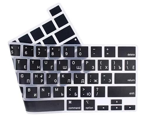 UHamn Russian Language Silicone Keyboard Cover Skin for MacBook Pro 16-inch (A2141) & 13-inch (A2338/A2289/A2251) - Black thumbnail 3