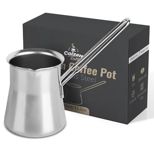Caizen Coffee Turkish Coffee Pot 15oz | Durable Stainless Steel Briki for Gas & Electric Stoves thumbnail 1