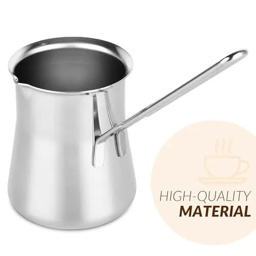 Caizen Coffee Turkish Coffee Pot 15oz | Durable Stainless Steel Briki for Gas & Electric Stoves thumbnail 8