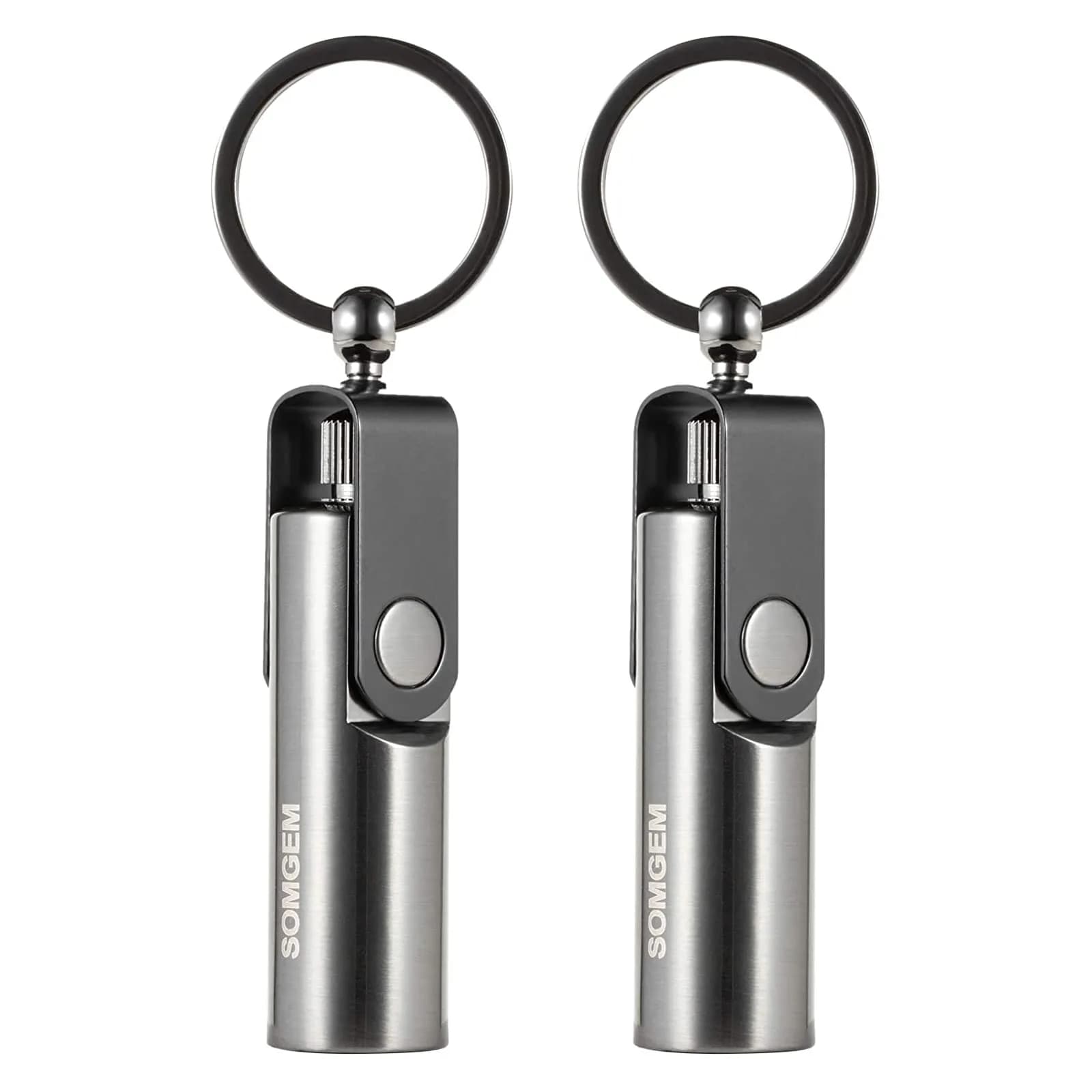SOMGEM Permanent Match Infinity Lighter 2-Pack | Waterproof Strike Anywhere Fire Starter Keychain — Black
