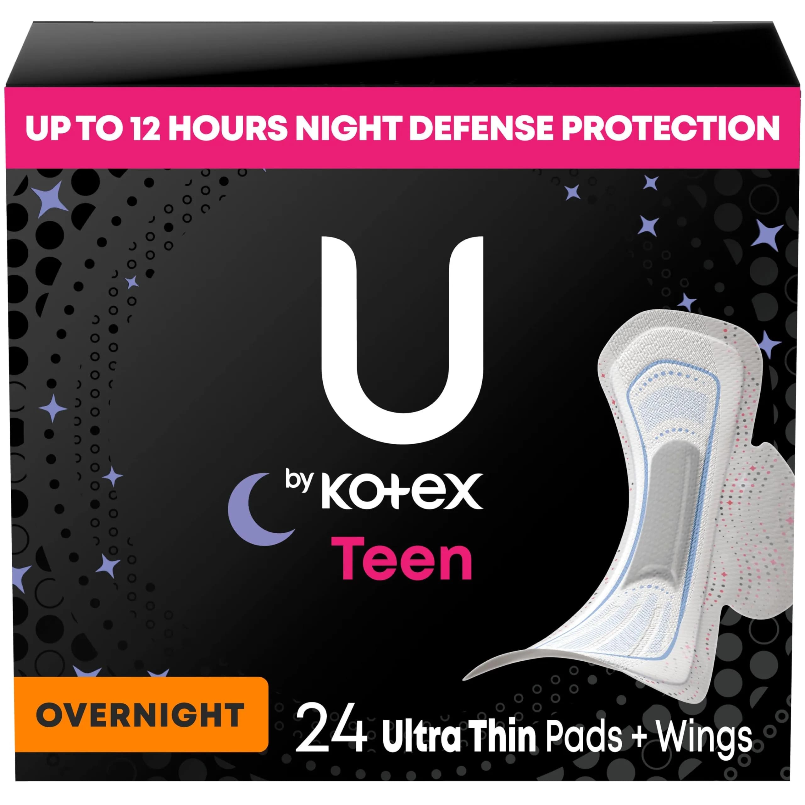 U by Kotex Balance Teen Ultra Thin Pads with Wings, Heavy Absorbency, 160 Count (4 Packs of 40) | Dermatologist Tested for Sensitive Skin — Overnight Absorbency