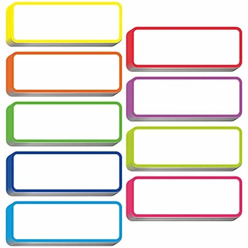 SpriteGru 54 PCs Magnetic Dry Erase Name Tag Labels in 9 Bright Colors | Water-Wipeable, 3.2" x 1.2" thumbnail 1