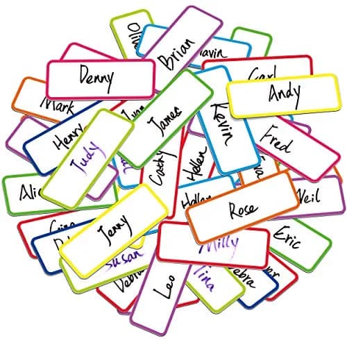 SpriteGru 54 PCs Magnetic Dry Erase Name Tag Labels in 9 Bright Colors | Water-Wipeable, 3.2" x 1.2" thumbnail 4