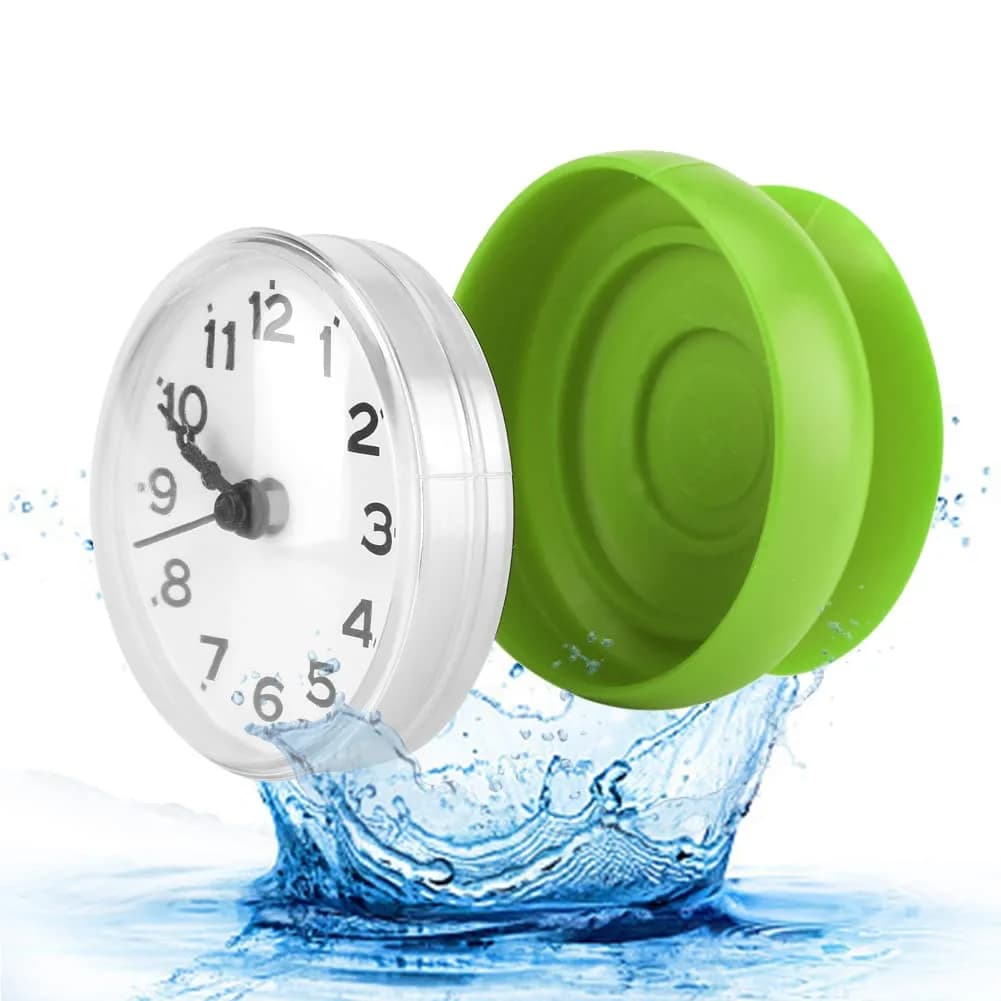 Pomya Bathroom Clock, Suction Cup Wall Clock for Kitchen & Bathroom | Waterproof, 7x4cm, Green