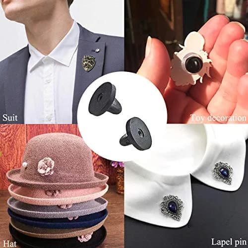 TTSAM Rubber Pin Backs 11mm (0.433 inch) Black 100-Pack | Secure Locking for Lapel Pins thumbnail 2