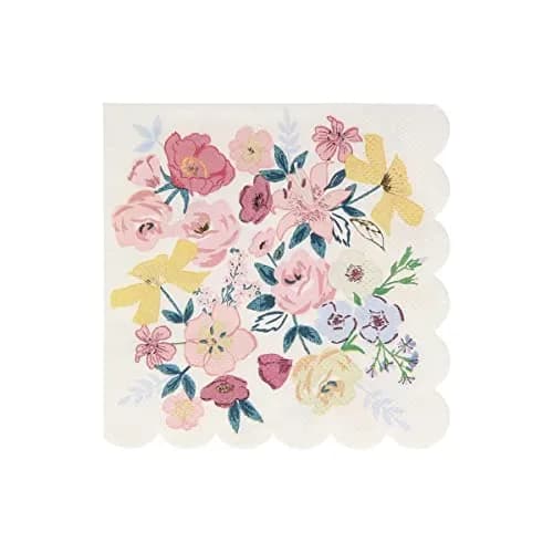 Meri Meri Garden Floral Napkins 16 Pack | Thick 3-Ply Paper, Floral Design, Scalloped Edge, Disposable, Large 6.5x6.5 inches thumbnail 6
