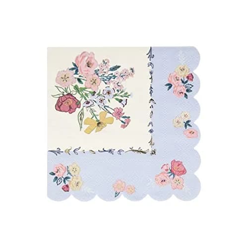 Meri Meri Garden Floral Napkins 16 Pack | Thick 3-Ply Paper, Floral Design, Scalloped Edge, Disposable, Large 6.5x6.5 inches thumbnail 7