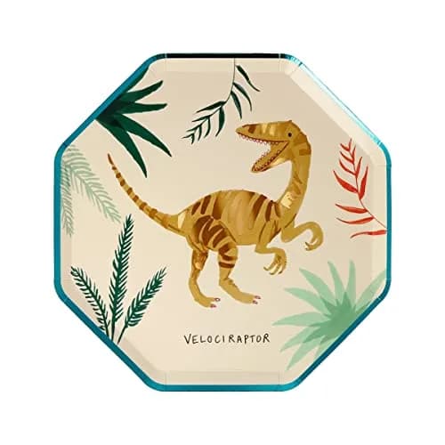 Meri Meri Dinosaur Kingdom Party Plates, Pack of 8, 8.25" | Dinosaur-themed disposable plates for kids' birthday parties thumbnail 4