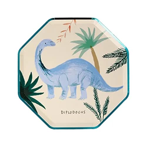 Meri Meri Dinosaur Kingdom Party Plates, Pack of 8, 8.25" | Dinosaur-themed disposable plates for kids' birthday parties thumbnail 6
