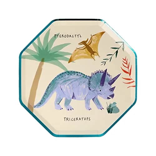Meri Meri Dinosaur Kingdom Party Plates, Pack of 8, 8.25" | Dinosaur-themed disposable plates for kids' birthday parties thumbnail 2